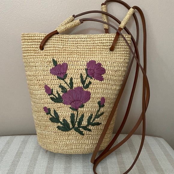 Sezane Josie Basket Bag w/ Flowers NWOT - Picture 1 of 10